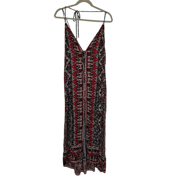 Free People Tops - Free People Printed Maxi Duster Longline Maxi Top in Red and Black Size XL